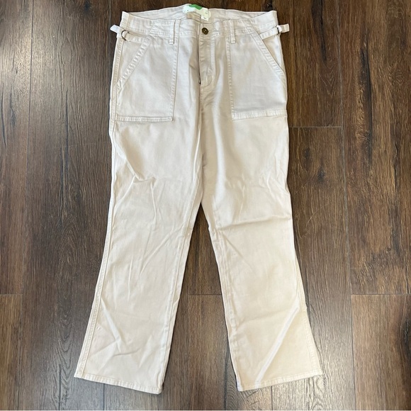 By Anthropologie Cropped Utility Khaki Pants SZ 30/10 - Picture 3 of 6